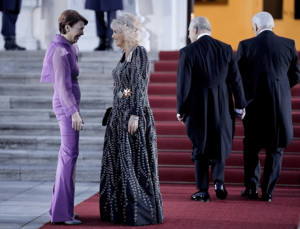 皇冠代理登3平台_德第一夫人把人惊艳!穿高贵紫礼服裙接待卡米拉皇冠代理登3平台,不戴皇冠也风光